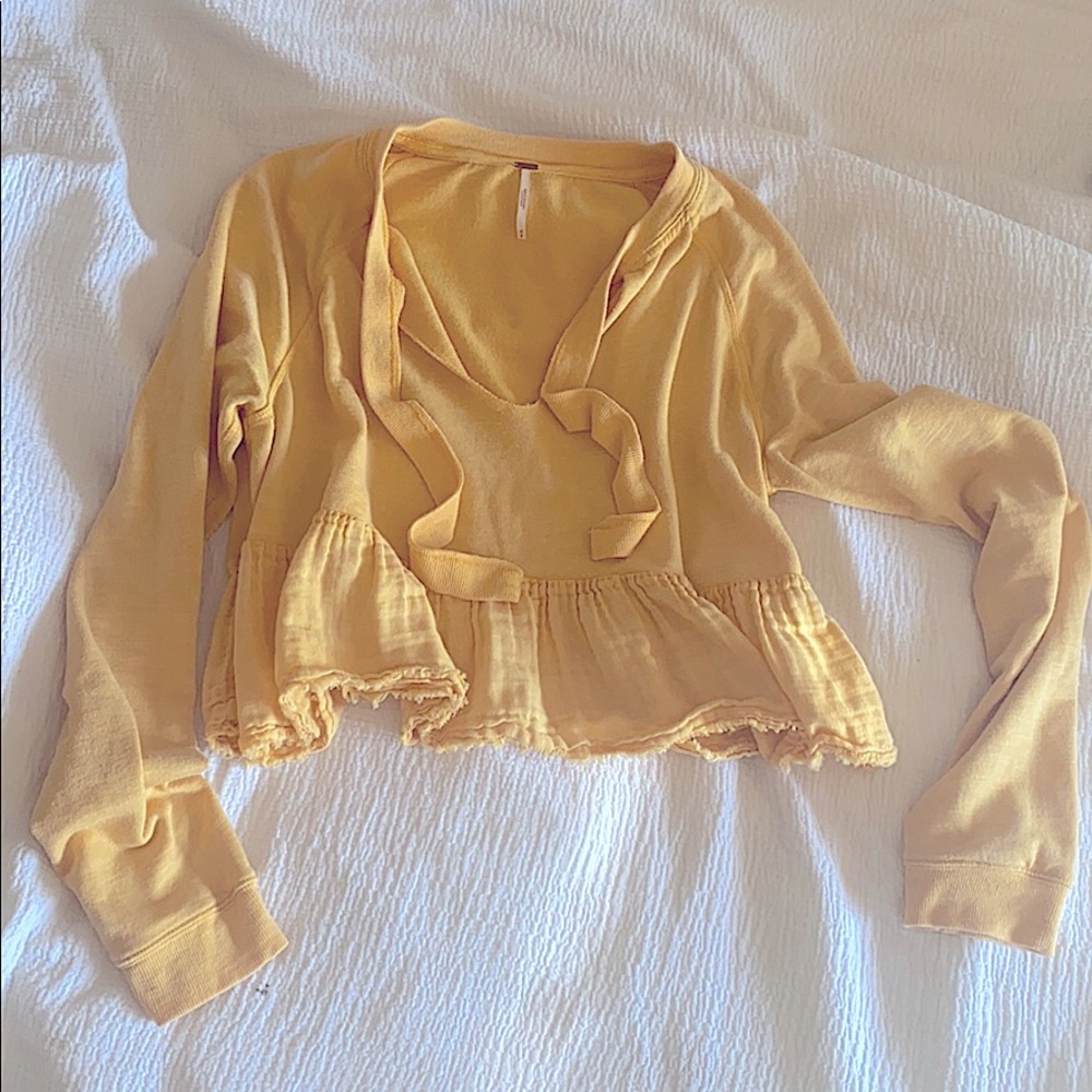 Free People Ruffle Hem Sweatshirt